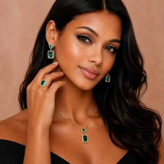3 PIEZAS AL PRECIO DE 1 - CONJUNTO ESMERALDA🎁 - Amelia Joyería
