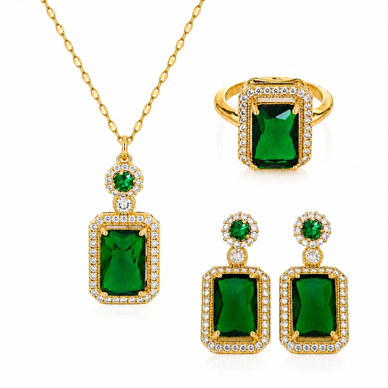 3 PIEZAS AL PRECIO DE 1 - CONJUNTO ESMERALDA🎁 - Amelia Joyería