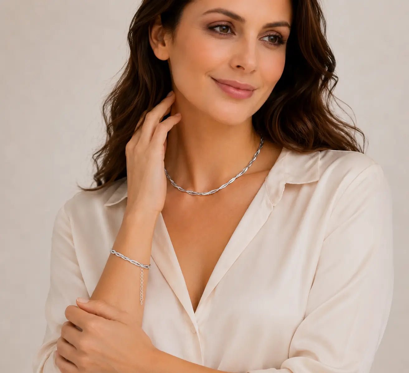 Conjunto Epiga Trenzada - Collar y Pulsera - Amelia Joyería