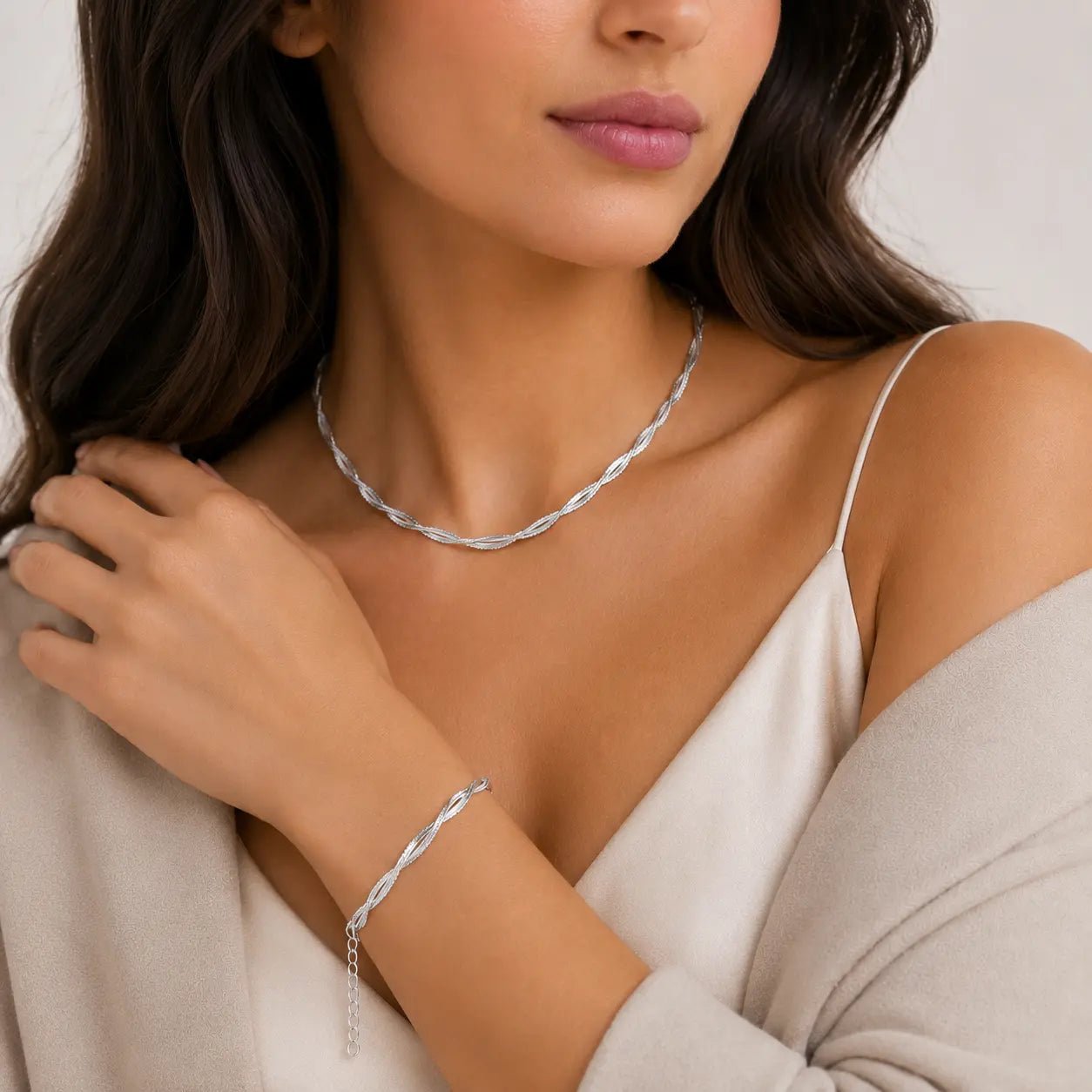 Conjunto Epiga Trenzada - Collar y Pulsera - Amelia Joyería