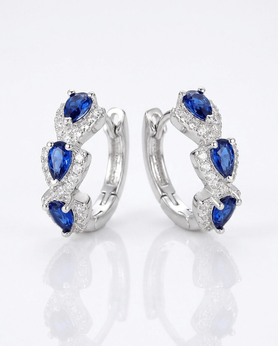 Pendientes Triple Zafiro - Amelia Joyería