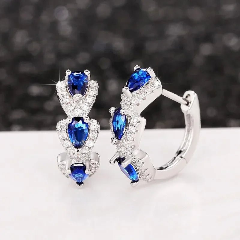 Pendientes Triple Zafiro - Amelia Joyería